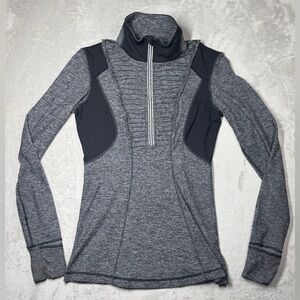 Lululemon Run: Your Heart Out Pullover Heathered Black Athletic Quarter Zip 6